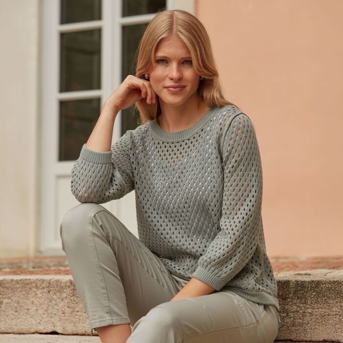 Pull-over en tricot ajouré pour dames