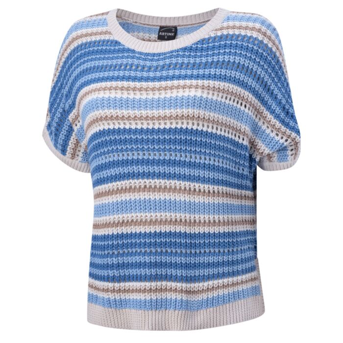 Pull-over en tricot pour dames, à rayures et encolure arrondie