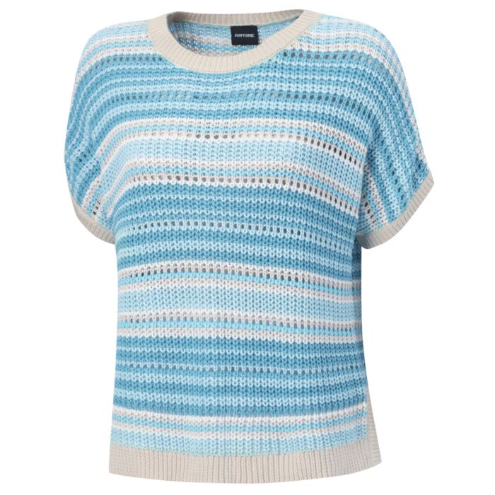Pull-over en tricot pour dames, à rayures et encolure arrondie