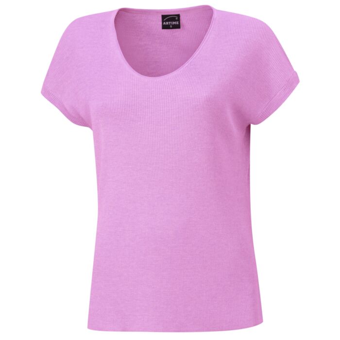 Damen Lurex T-Shirt mit angeschnittenen Ärmeln