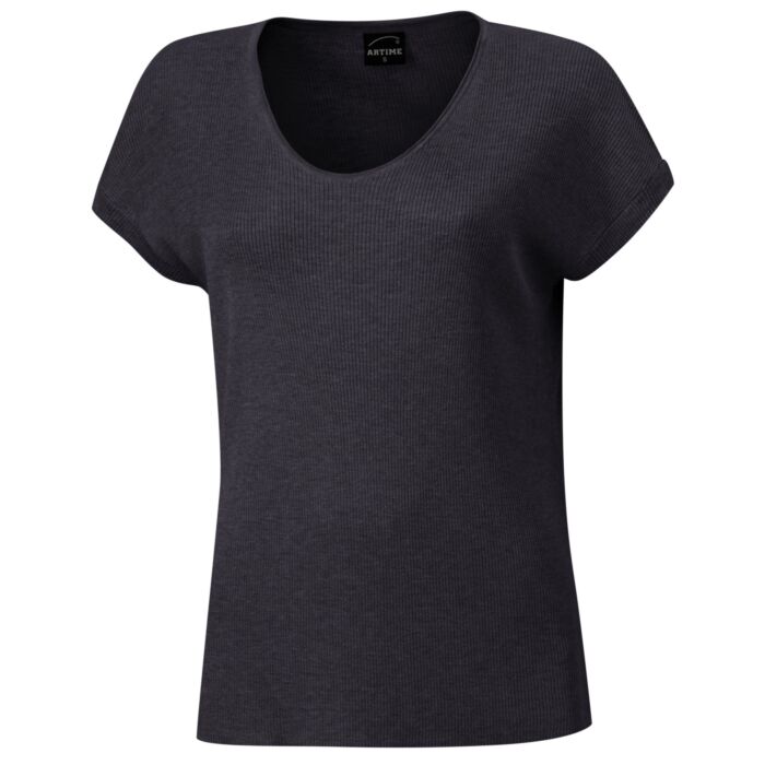 Damen Lurex T-Shirt mit angeschnittenen Ärmeln