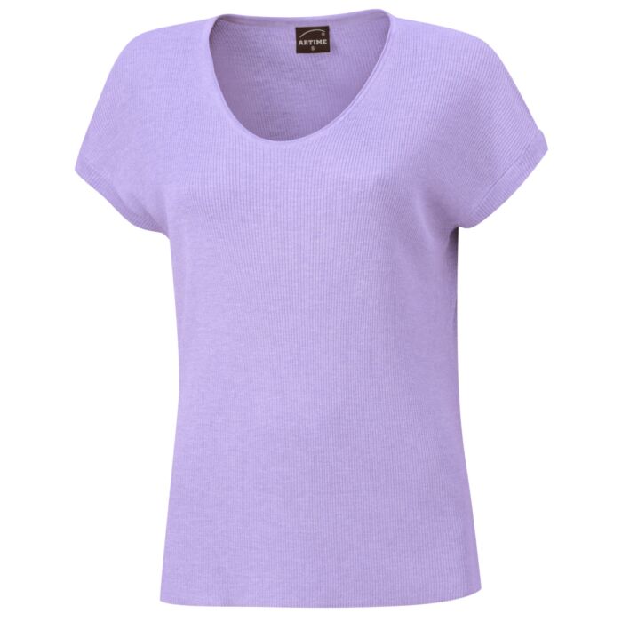 Damen Lurex T-Shirt mit angeschnittenen Ärmeln