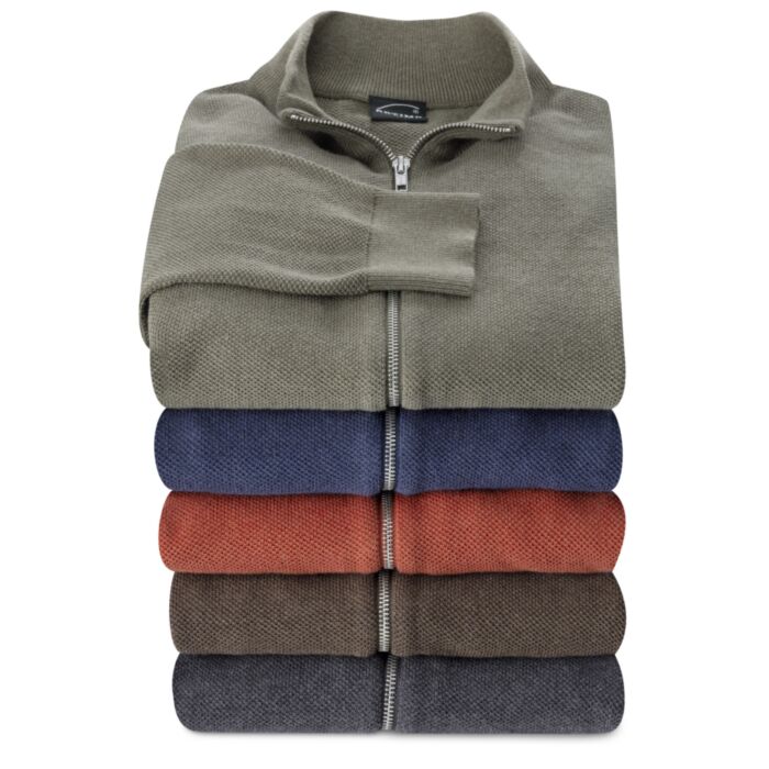 Cardigan en tricot pour hommes avec glissière et col montant