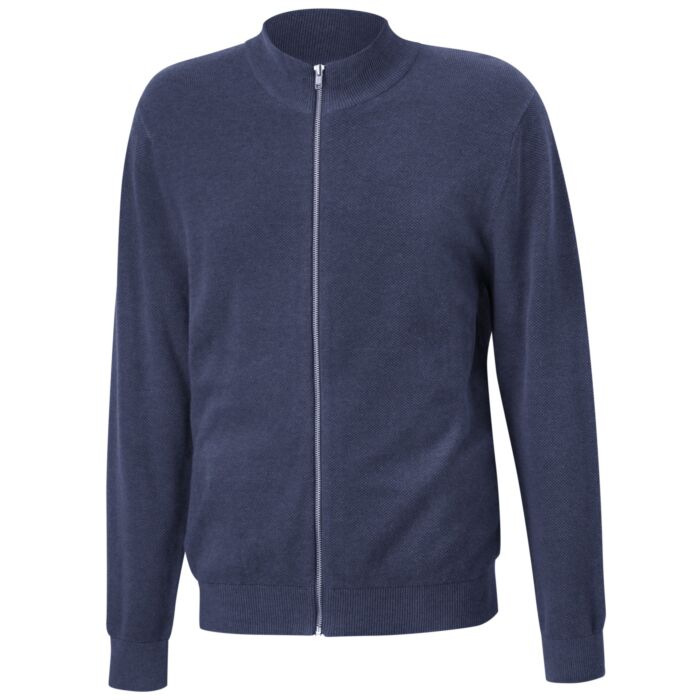 Cardigan en tricot pour hommes avec glissière et col montant