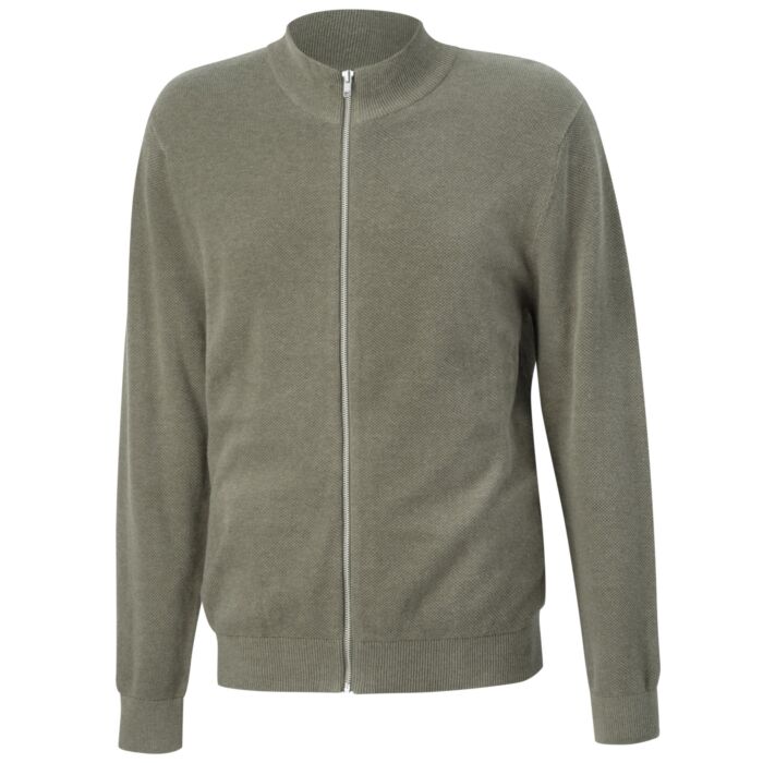 Cardigan en tricot pour hommes avec glissière et col montant
