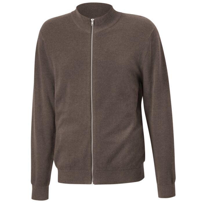Cardigan en tricot pour hommes avec glissière et col montant
