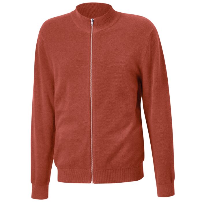 Cardigan en tricot pour hommes avec glissière et col montant