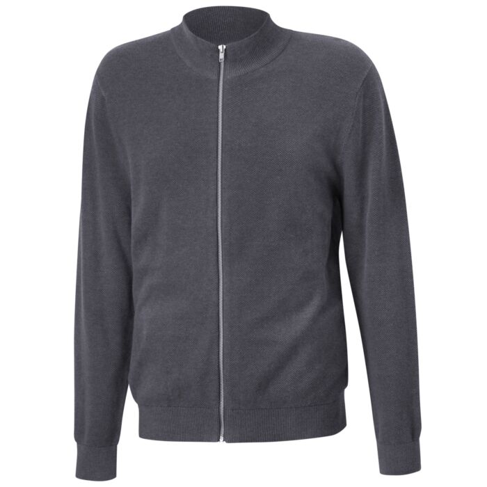 Cardigan en tricot pour hommes avec glissière et col montant