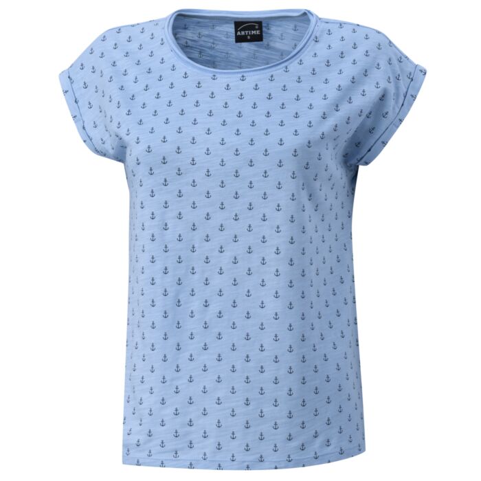 T-shirt dames à encolure arrondie, imprimé d'ancres
