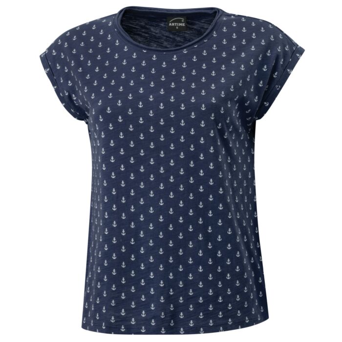 T-shirt dames à encolure arrondie, imprimé d'ancres