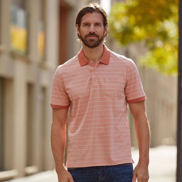 Polo rayé pour hommes, Easy Care
