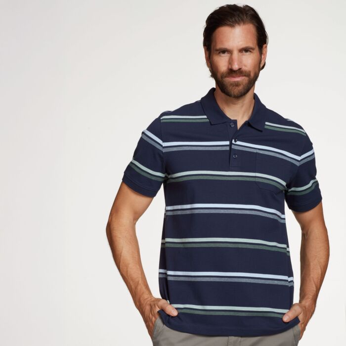 Herren Polo-Shirt «Gestreift», mit Brusttasche