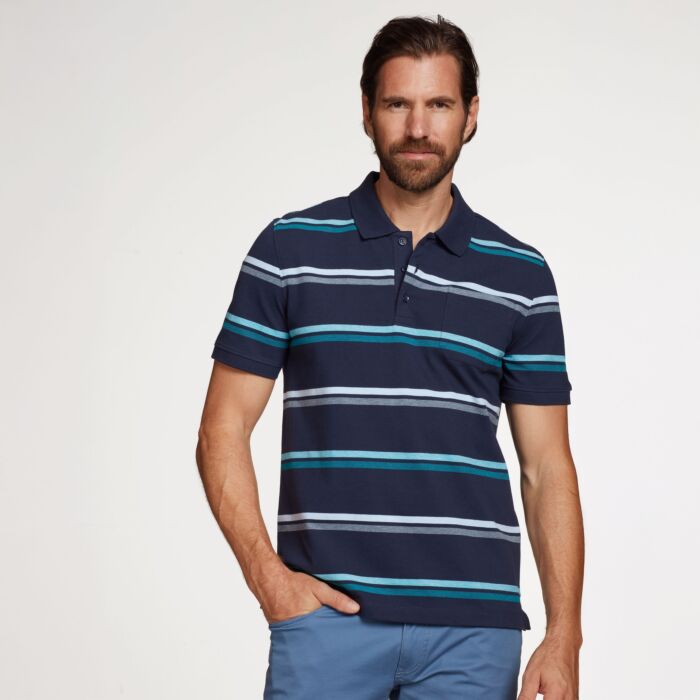 Herren Polo-Shirt «Gestreift», mit Brusttasche