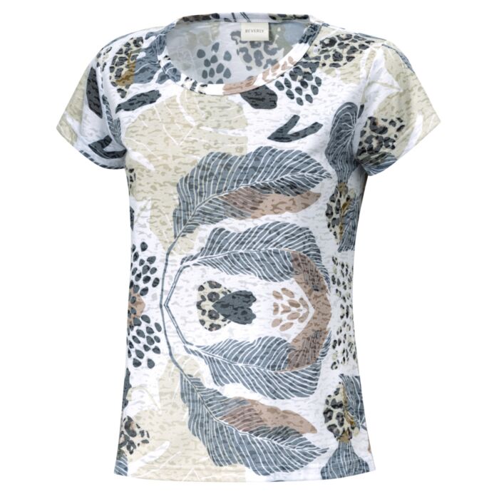 T-shirt en tissu dévoré avec imprimé botanique
