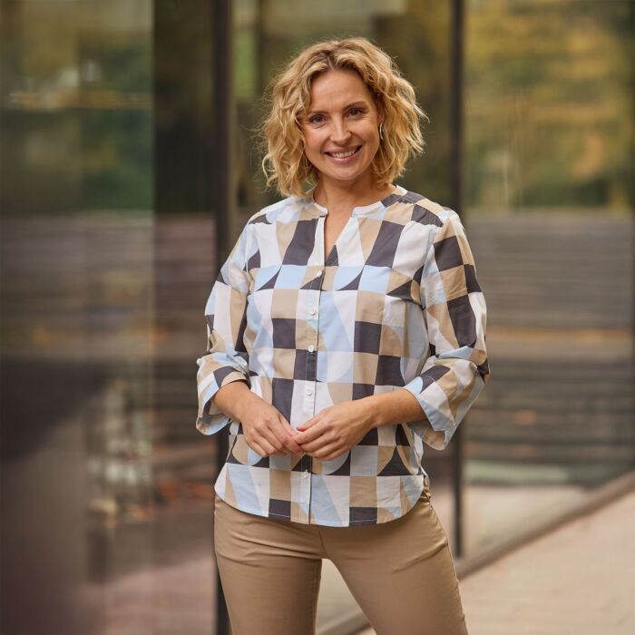 Tunika Bluse mit geometrischem Print