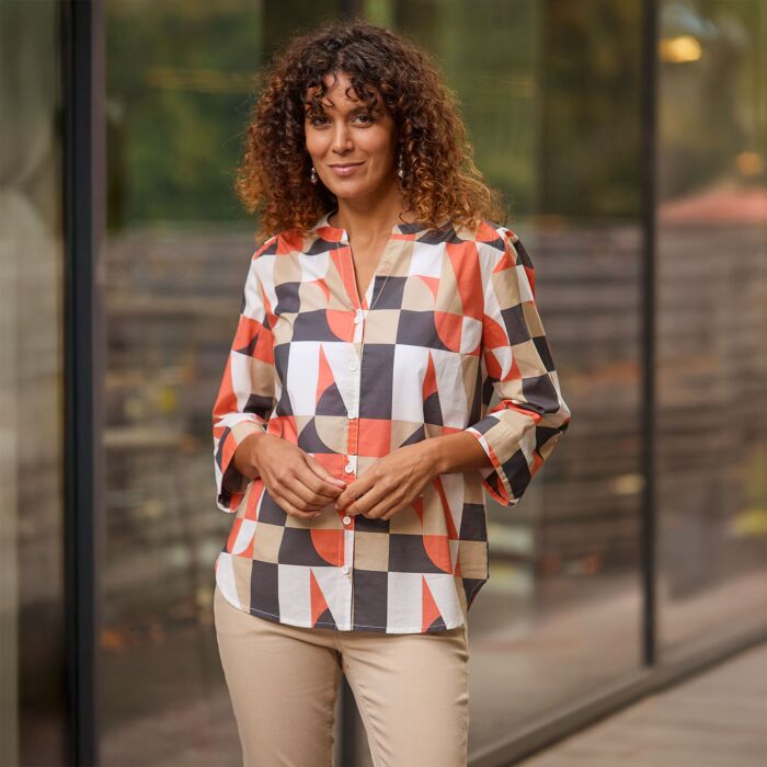 Tunika Bluse mit geometrischem Print