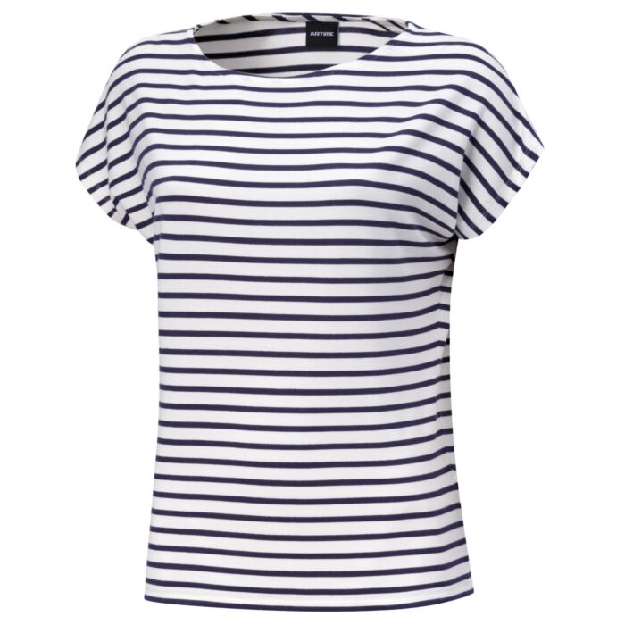 Damen T-shirt mit angeschnittenen Ärmeln, gestreift