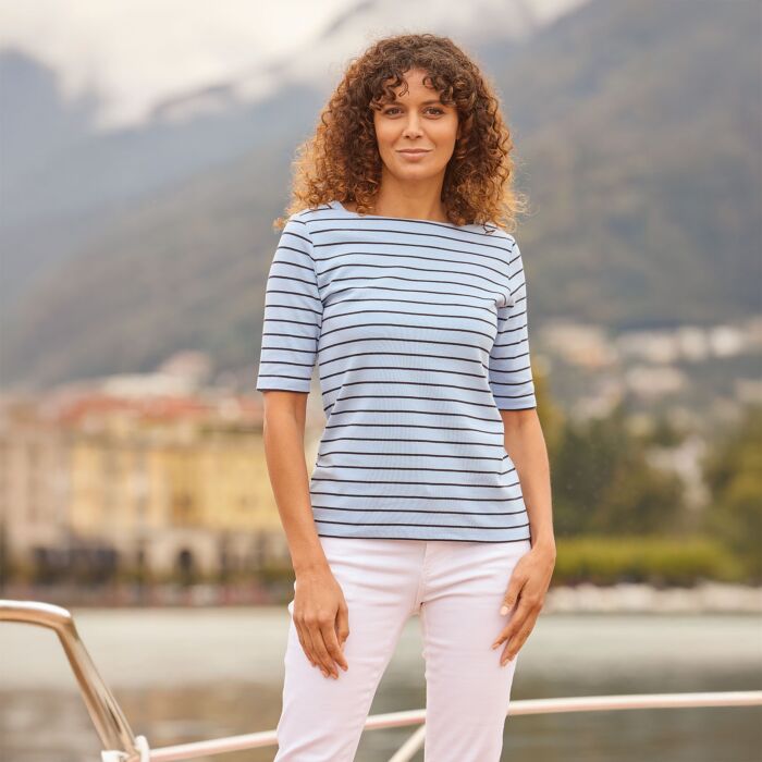 Shirt, gestreift mit Karreeausschnitt