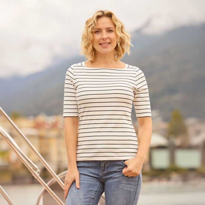 Shirt, gestreift mit Karreeausschnitt