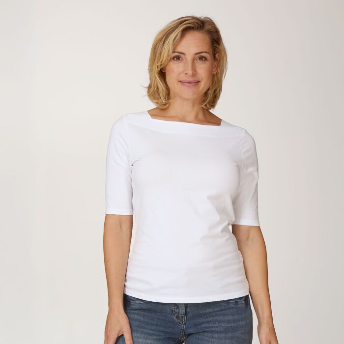 T-shirt uni pour dames avec encolure carrée