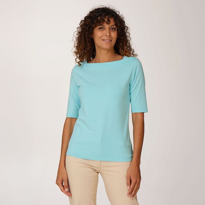 T-shirt uni pour dames avec encolure carrée