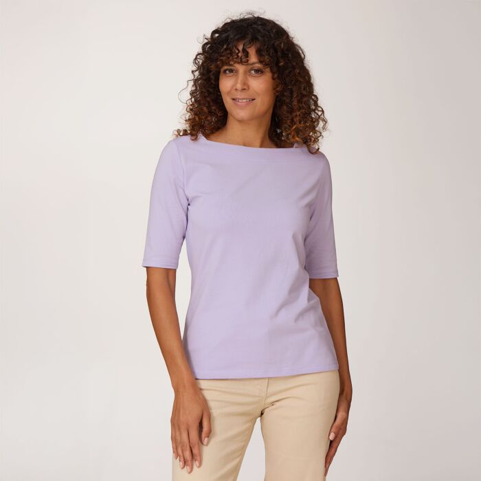 T-shirt uni pour dames avec encolure carrée
