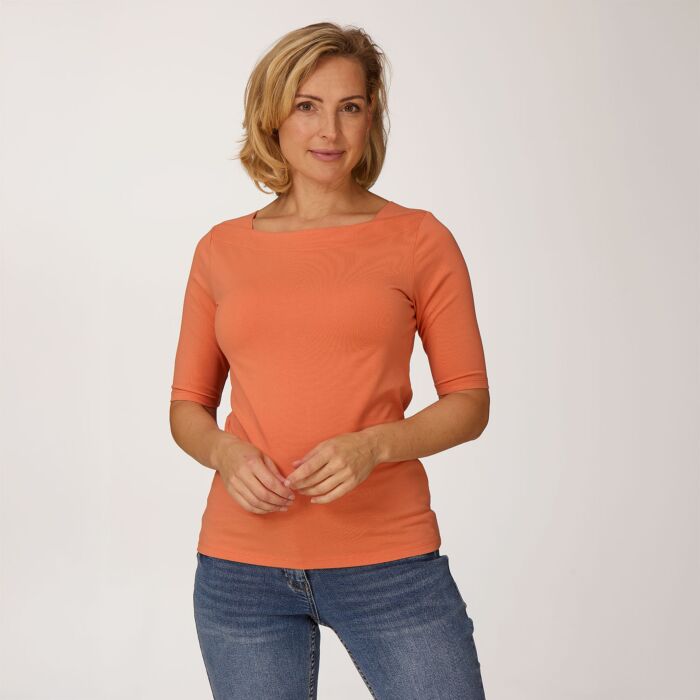 T-shirt uni pour dames avec encolure carrée