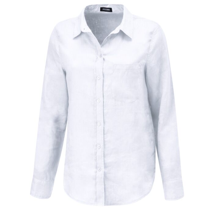 Leinenbluse mit Hemdkragen, uni