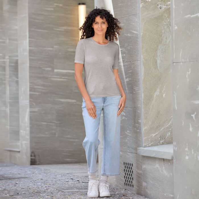 Kurzarm Pullover aus Kaschmir-Seide