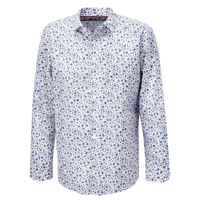 Herren langarmhemd mit Print, bügelfrei