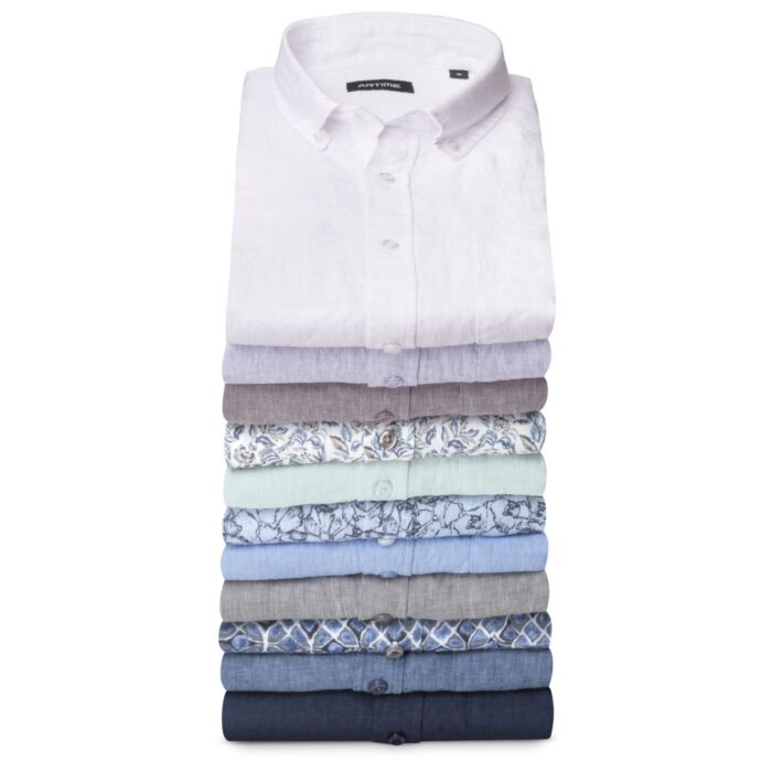 Chemise à manches courtes en lin avec poche poitrine