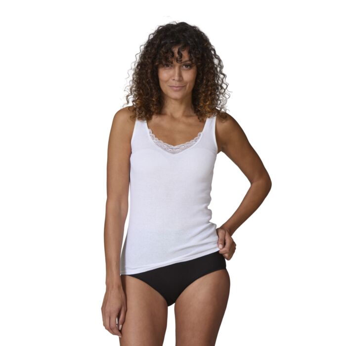 Lot de 3 tank tops dentelle + sac de lavage