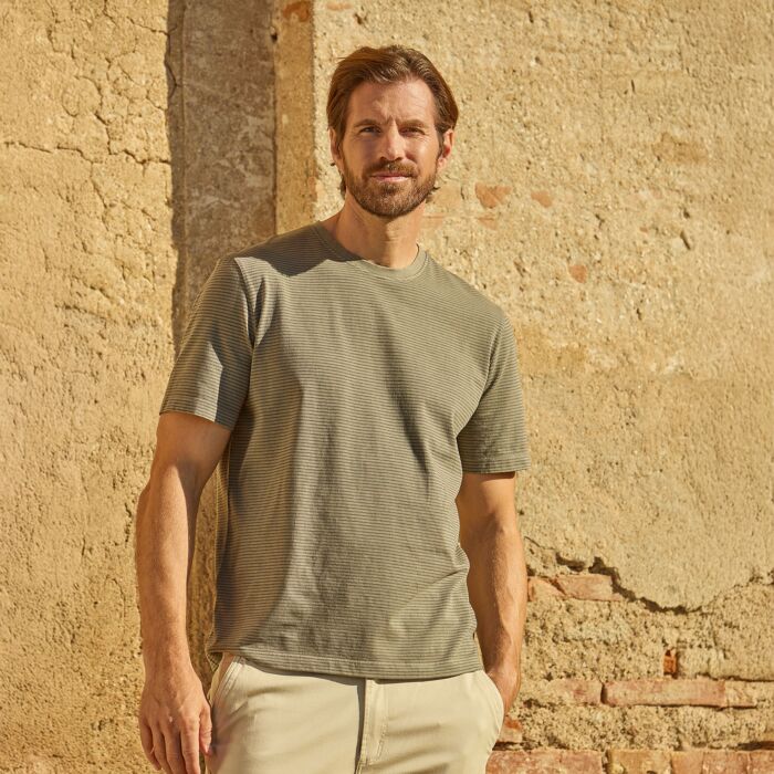 T-shirt en coton à rayures pour homme