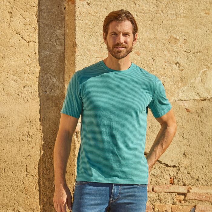 T-shirt en coton à rayures pour homme