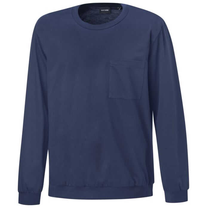 Herren Pyjama Shirt mit Bündchenabschluss, uni