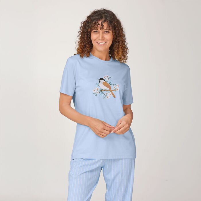 Pyjama T-Shirt mit frontalem Printmotiv