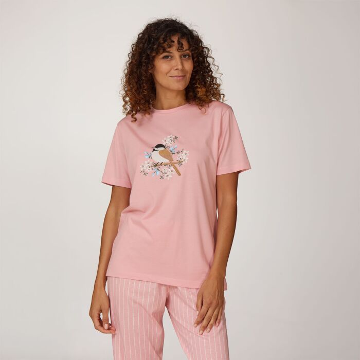 Pyjama T-Shirt mit frontalem Printmotiv