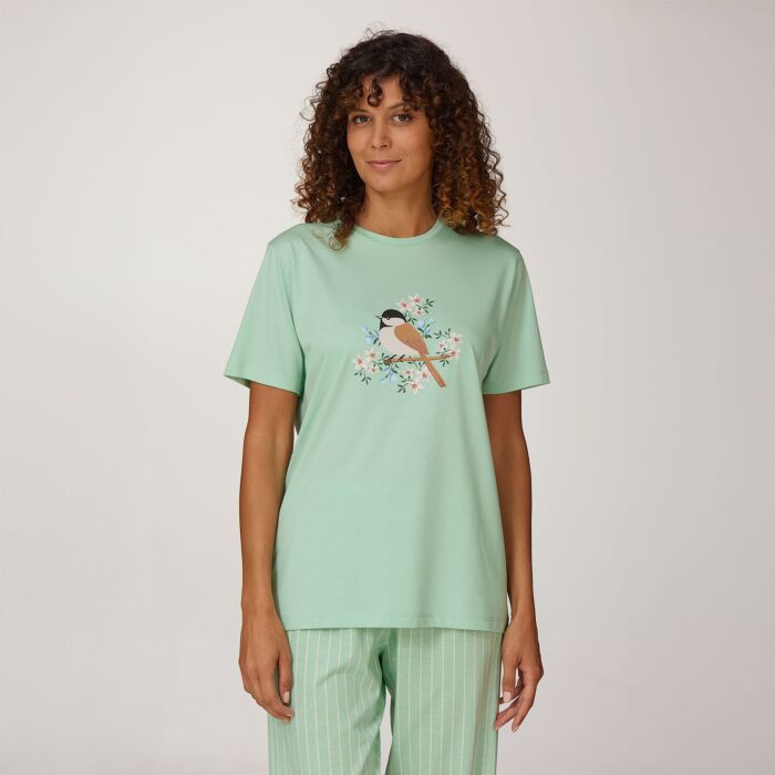 Pyjama T-Shirt mit frontalem Printmotiv