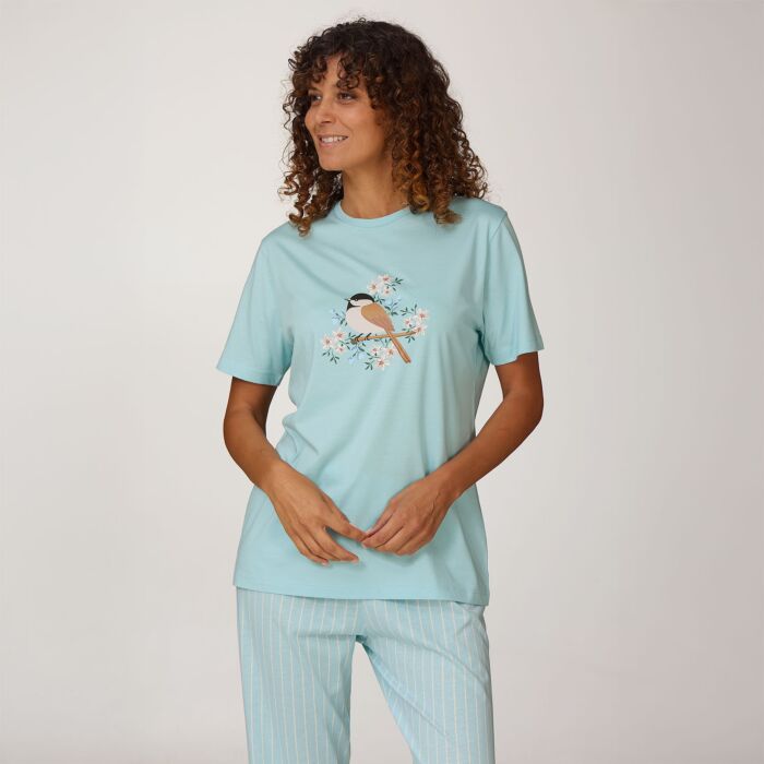 Pyjama T-Shirt mit frontalem Printmotiv