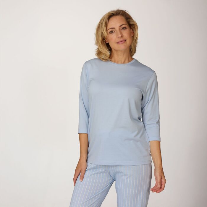 Haut de pyjama pour dames à manches 3/4, uni