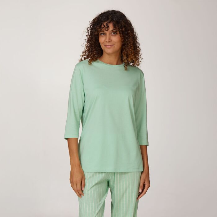 Haut de pyjama pour dames à manches 3/4, uni