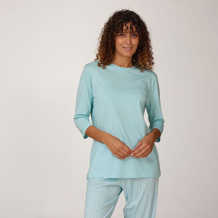 Haut de pyjama pour dames à manches 3/4, uni