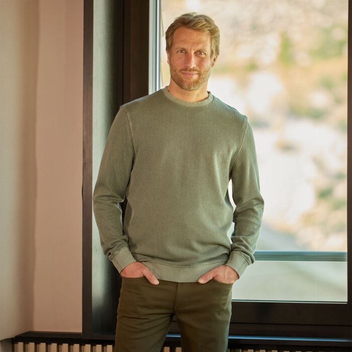 Herren Pullover mit Fischgrätmuster, Jaquard
