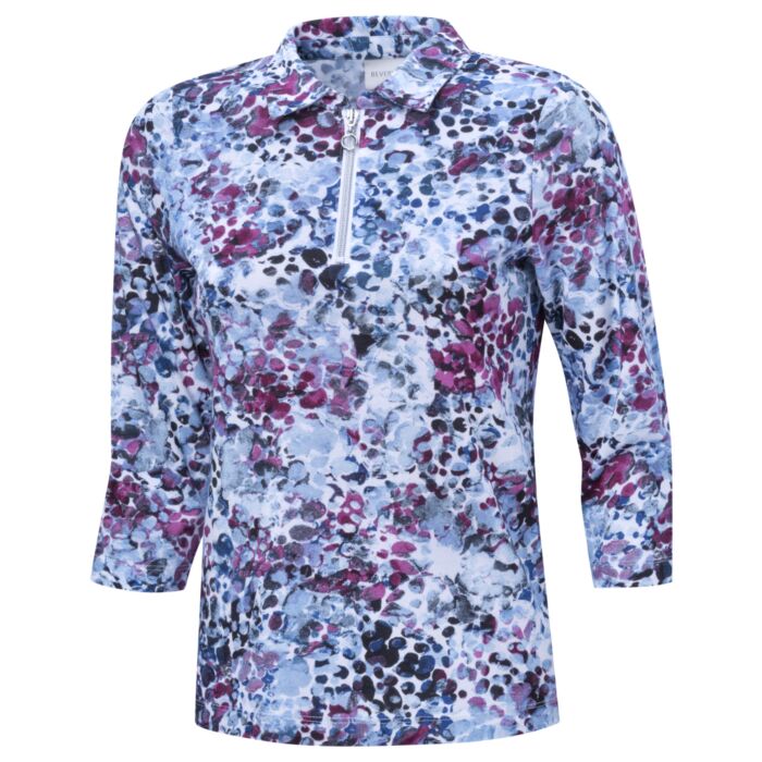 Bedrucktes Poloshirt mit 3/4 Ärmeln