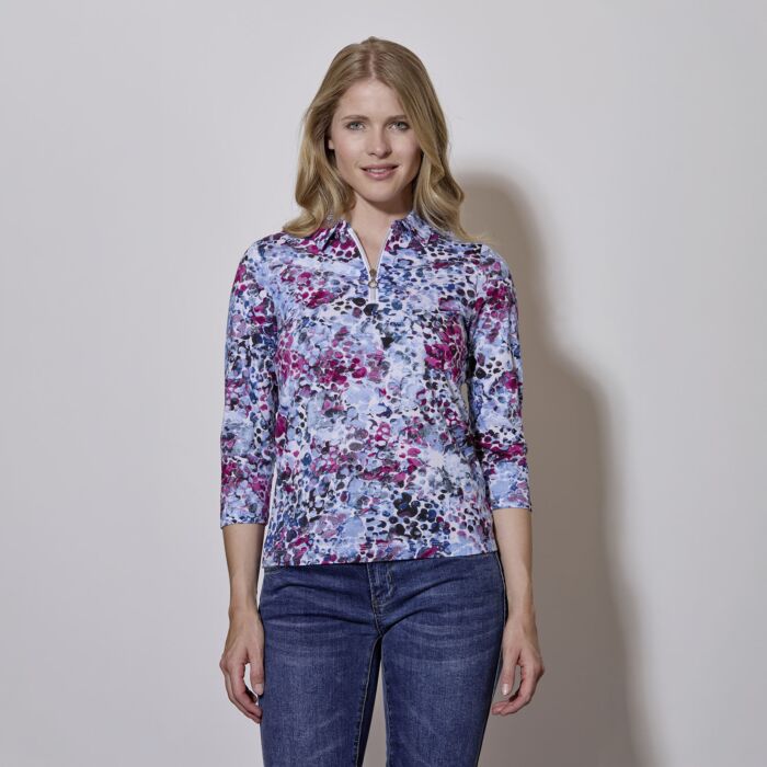Bedrucktes Poloshirt mit 3/4 Ärmeln