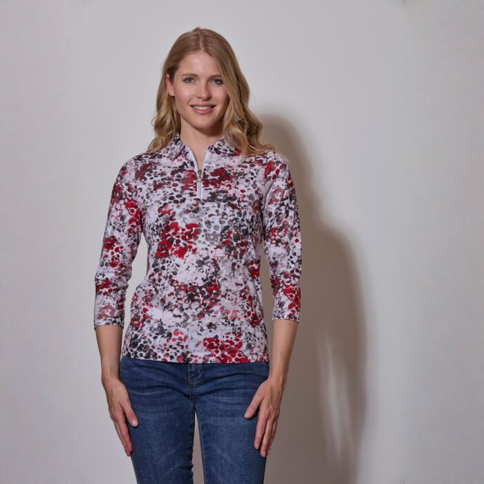 Bedrucktes Poloshirt mit 3/4 Ärmeln
