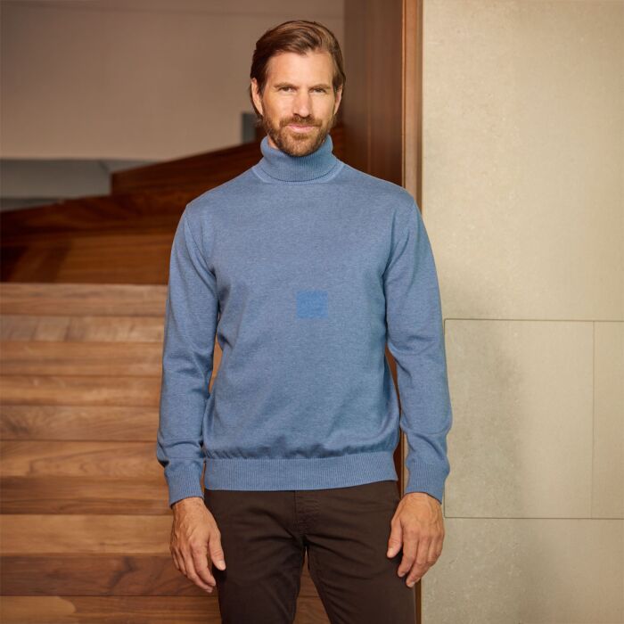 Pull à col roulé pour hommes, uni