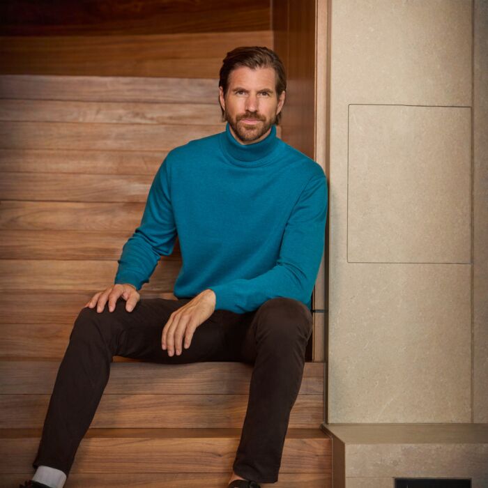 Pull à col roulé pour hommes, uni