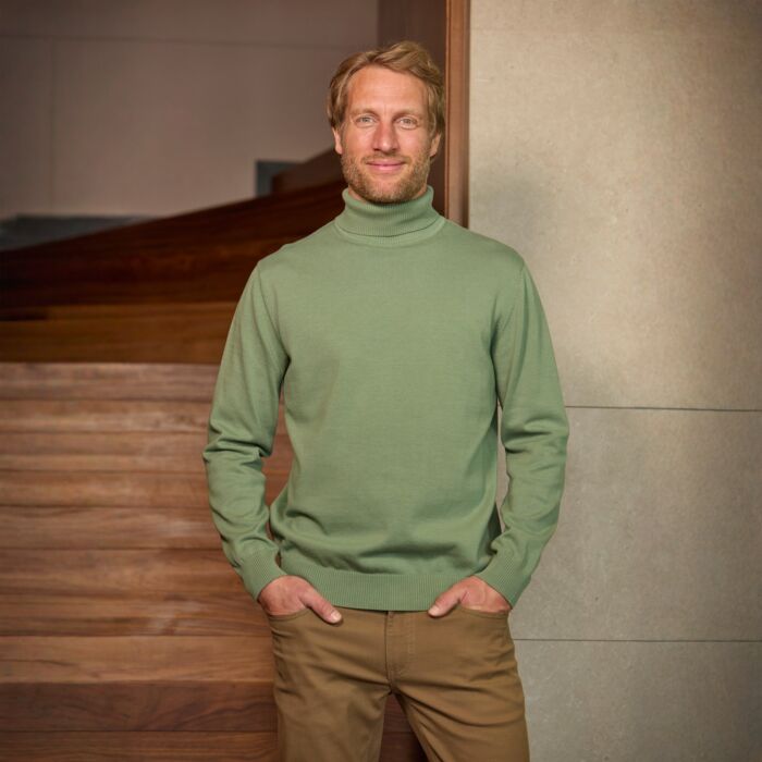 Pull à col roulé pour hommes, uni
