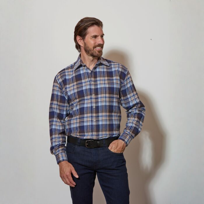 Chemise en flanelle double face grattée
